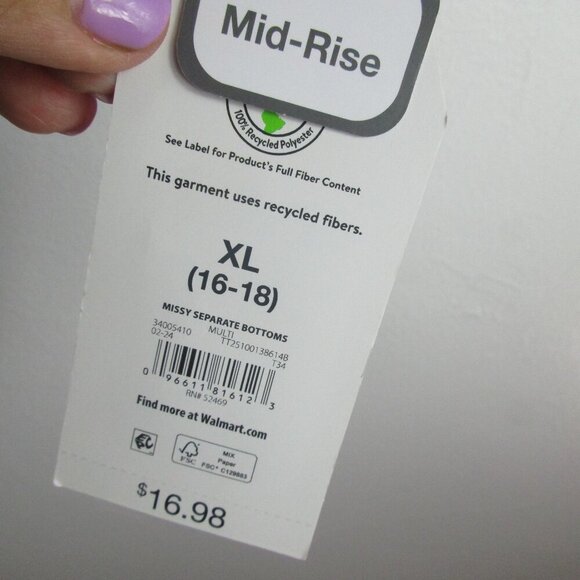 Time and Tru Bikini Top Womens XL Multi Seersucker Stretch Tie Shoulder Mid Rise - Picture 5 of 11